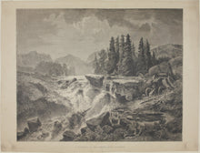 Load image into Gallery viewer, Heinrich Lauterbach, after. A Waterfall in the linthal. Woodcut. 1872.
