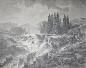 Heinrich Lauterbach, after. A Waterfall in the linthal. Woodcut. 1872.