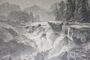 Heinrich Lauterbach, after. A Waterfall in the linthal. Woodcut. 1872.
