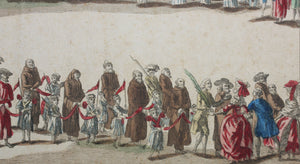Jacques Chereau, publisher. Procession of French captives. Engraving. 1785.