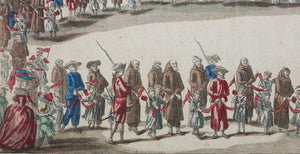 Jacques Chereau, publisher. Procession of French captives. Engraving. 1785.
