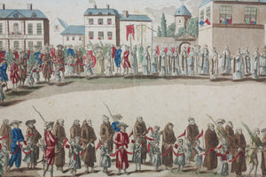 Jacques Chereau, publisher. Procession of French captives. Engraving. 1785.