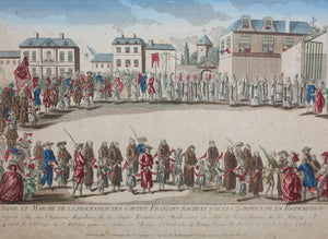 Jacques Chereau, publisher. Procession of French captives. Engraving. 1785.