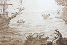 Load image into Gallery viewer, Claude Lorrain, after. Coast Scene with Artist Drawing. Etching by Richard Earlom. 1776.
