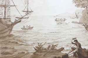 Claude Lorrain, after. Coast Scene with Artist Drawing. Etching by Richard Earlom. 1776.