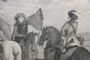 Philips Wouwerman. Alte de cavalerie. Engraving by Pierre François Beaumont. 1739.