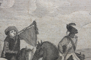 Philips Wouwerman. Alte de cavalerie. Engraving by Pierre François Beaumont. 1739.