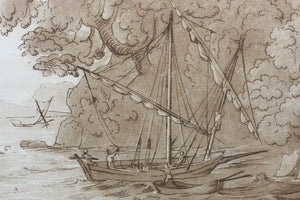 Claude Lorrain, after. Coast Scene with Artist Drawing. Etching by Richard Earlom. 1776.