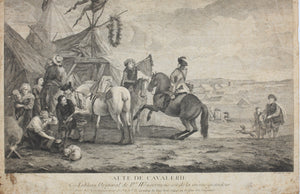 Philips Wouwerman. Alte de cavalerie. Engraving by Pierre François Beaumont. 1739.