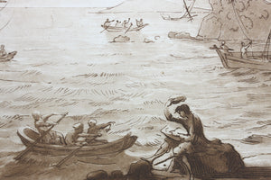 Claude Lorrain, after. Coast Scene with Artist Drawing. Etching by Richard Earlom. 1776.