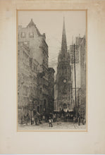 Load image into Gallery viewer, Frank M. Gregory. Old Trinity and Wall Street. Etching. 1885–86.
