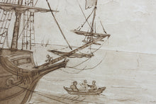 Load image into Gallery viewer, Claude Lorrain, after. Coast Scene with Artist Drawing. Etching by Richard Earlom. 1776.
