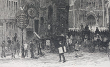 Load image into Gallery viewer, Frank M. Gregory. Old Trinity and Wall Street. Etching. 1885–86.
