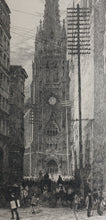 Load image into Gallery viewer, Frank M. Gregory. Old Trinity and Wall Street. Etching. 1885–86.
