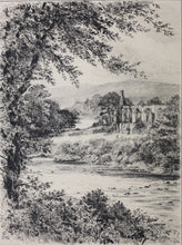 Load image into Gallery viewer, Edward Slocombe. The Wharfe: Bolton Abbey. Etching. c. 1880.
