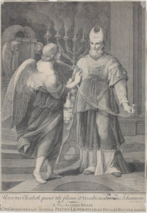 Andrea Sacchi, after. Desiderio de Angelis, after. Annunciation of Zechariah. Engraving by Pietro Leone  Bombelli .