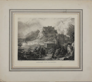 Karl Ludwig Frommel. View of Salzburg. Engraving. 1842,.