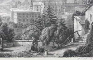 Karl Ludwig Frommel. View of Salzburg. Engraving. 1842,.