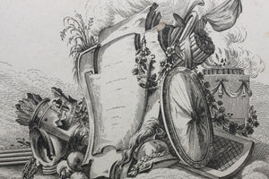 Jean-Charles Delafosse, after. Cartouche with guns. Etching by Johann Georg Hertel. 1771 - 1775.