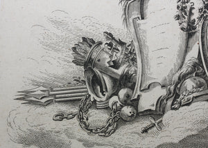 Jean-Charles Delafosse, after. Cartouche with guns. Etching by Johann Georg Hertel. 1771 - 1775.