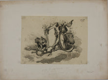 Load image into Gallery viewer, Jean-Charles Delafosse, after. Cartouche with guns. Etching by Johann Georg Hertel. 1771 - 1775.
