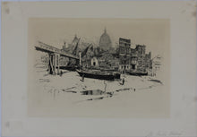 Load image into Gallery viewer, ﻿Joseph Pennell. St Paul&#39;s Wharf, London. Etching. 1884.
