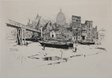Load image into Gallery viewer, ﻿Joseph Pennell. St Paul&#39;s Wharf, London. Etching. 1884.
