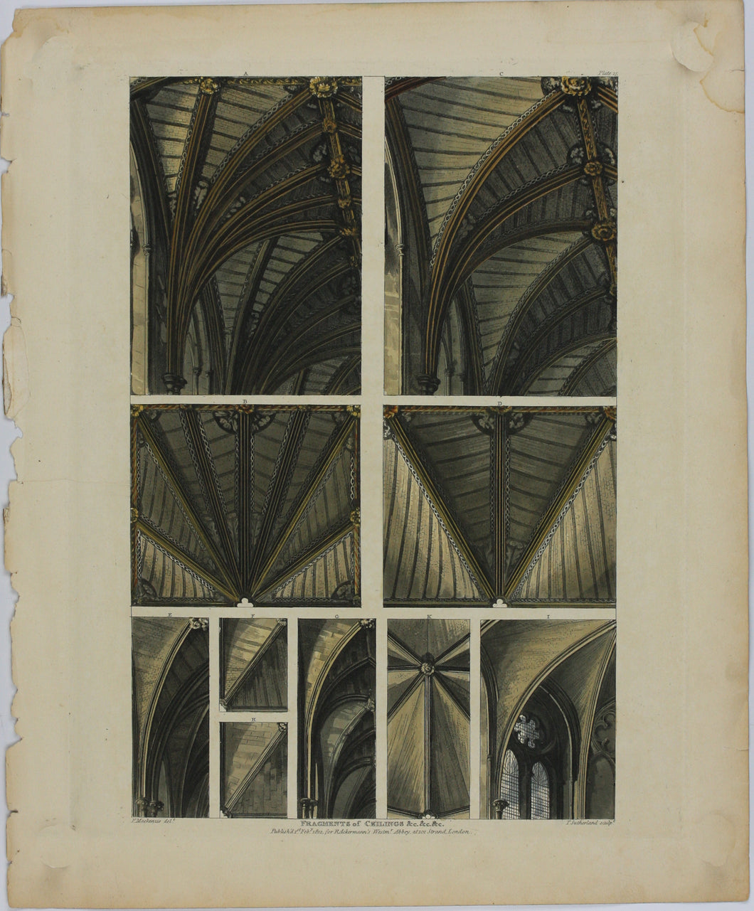 Eneas Mackenzie, after. Fragments of Ceilings. Color aquatint by John Bluck. 1812.