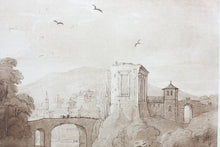 Load image into Gallery viewer, Claude Lorrain, after. View near a Village, with a ruined Building. Etching by Richard Earlom. 1774.
