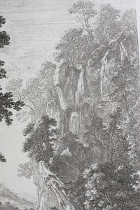 Herman van Swanevelt. The large waterfall, Etching. 1620-1655.