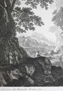 Herman van Swanevelt. The large waterfall, Etching. 1620-1655.