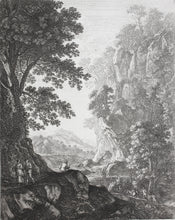Load image into Gallery viewer, Herman van Swanevelt. The large waterfall, Etching. 1620-1655.

