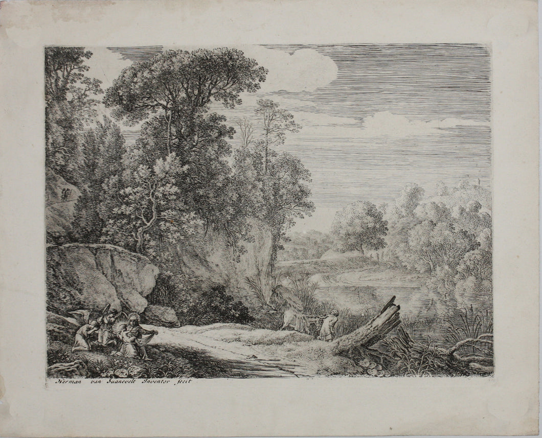 Herman van Swanevelt. A rest on the flight into Egypt. Etching. 1620-1655.