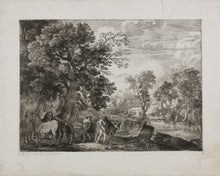 Load image into Gallery viewer, Herman van Swanevelt. Mercury silencing Battus. Etching. 1629-1641.
