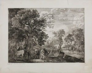 Herman van Swanevelt. Mercury silencing Battus. Etching. 1629-1641.