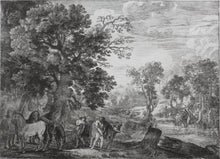 Load image into Gallery viewer, Herman van Swanevelt. Mercury silencing Battus. Etching. 1629-1641.

