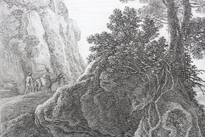 Herman van Swanevelt. Italianate landscape with figures. Etching. 1620-1655.