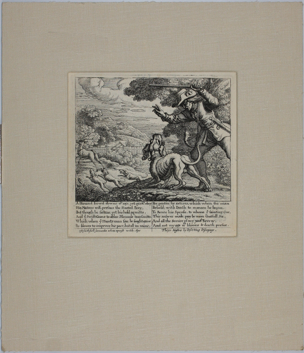 Francis Barlow. LXIV The Old Hound. From Aesop's Fables. Etching. 1666.