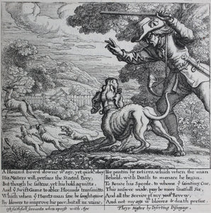Francis Barlow. LXIV The Old Hound. From Aesop's Fables. Etching. 1666.