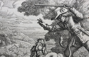 Francis Barlow. LXIV The Old Hound. From Aesop's Fables. Etching. 1666.