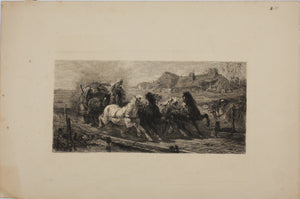 Christian Adolph Schreyer, after. Wallachian team. Etching by William Unger. 1880.