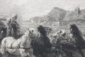 Christian Adolph Schreyer, after. Wallachian team. Etching by William Unger. 1880.