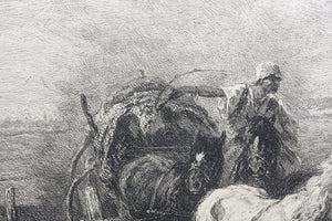 Christian Adolph Schreyer, after. Wallachian team. Etching by William Unger. 1880.