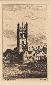 V.S. Hine. Magdalen College. Etching. Late 19th or early 20th century.