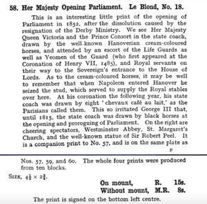 Abraham Le Blond. Her Majesty opening Parliament. Baxter print. Circa 1852.